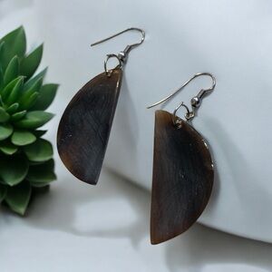 Carved tortoise shell earrings